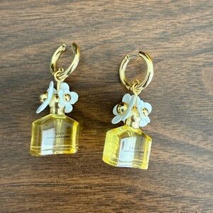 Marc Jacobs Gold Hoop Earrings with Yellow Bottle & White Daisy Charms